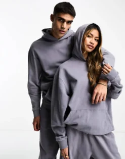 Tracksuits*DESIGN Oversized Mix & Match In Washed Charcoal With Embroidery