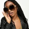 Sunglasses*DESIGN Oversized 70S Sunglasses In Milky Tort Brown