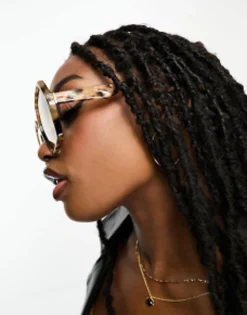 Sunglasses*DESIGN Oversized 70S Sunglasses In Milky Tort Brown
