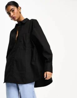 Shirts*DESIGN Oversized Shirt In Black