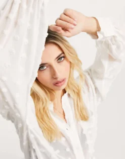 Shirts*DESIGN Oversized Shirt In Dobby White