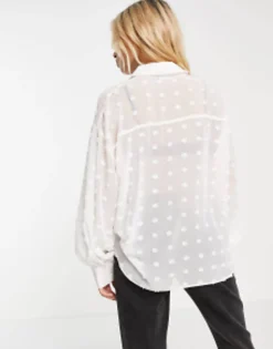 Shirts*DESIGN Oversized Shirt In Dobby White