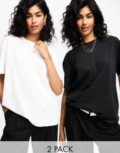 Multipacks*DESIGN Oversized T-Shirt In 2 Pack In Black & White Multi