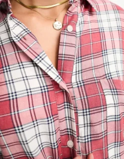 Shirts*DESIGN Oxford Shirt In Red & White Check