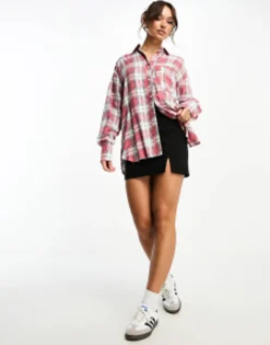 Shirts*DESIGN Oxford Shirt In Red & White Check