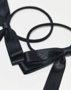 Hair Accessories*DESIGN Pack Of 2 Hairbands With Bow Detail In Satin Black