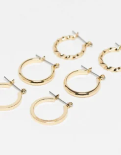 Gifts*DESIGN Pack Of 3 20Mm Hoop Earrings In Gold