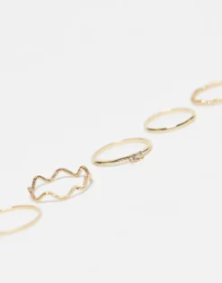 Gifts*DESIGN Pack Of 12 Rings With Twist Details And Engraved s In Tone Gold
