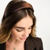 Hair Accessories*DESIGN Padded Headband In Chocolate Satin Brown