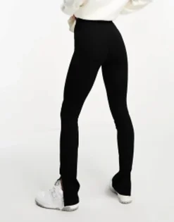 Petite*Petite Design Legging With Side Split In Black