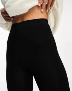 Petite*Petite Design Legging With Side Split In Black