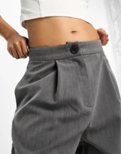Trousers & Leggings*DESIGN Petite Relaxed Dad Trouser In Grey
