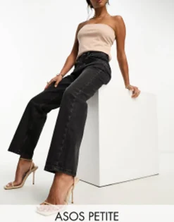Petite*Petite Design 90'S Straight Jean In Washed Black