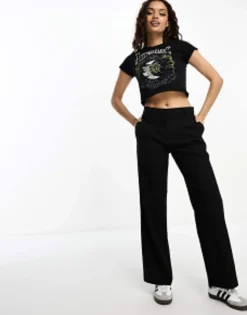 Trousers & Leggings*DESIGN Petite Slim Straight Trouser In Black