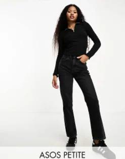 Petite*Petite Design Straight Jean In Washed Black