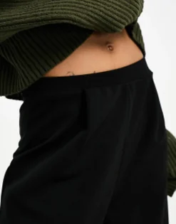 Petite*DESIGN Petite Wide Leg Jersey Suit Trouser In Black