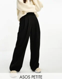 Trousers & Leggings*DESIGN Petite Wide Leg Trouser In Black