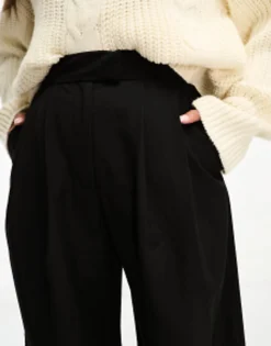 Trousers & Leggings*DESIGN Petite Wide Leg Trouser In Black