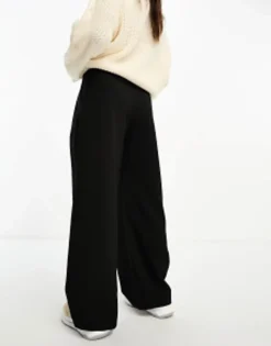 Trousers & Leggings*DESIGN Petite Wide Leg Trouser In Black