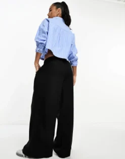 Trousers & Leggings*DESIGN Petite Wide Leg Trouser In Black