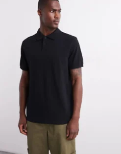 Polo Shirts*DESIGN Pique Polo In Black