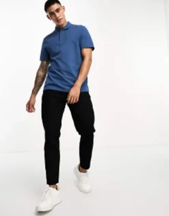 Polo Shirts*DESIGN Pique Polo Shirt In Blue Ensign Blue