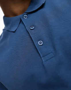Polo Shirts*DESIGN Pique Polo Shirt In Blue Ensign Blue