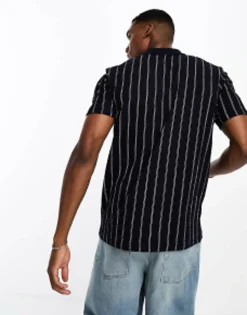 Polo Shirts*DESIGN Polo T-Shirt In White Stripe Navy