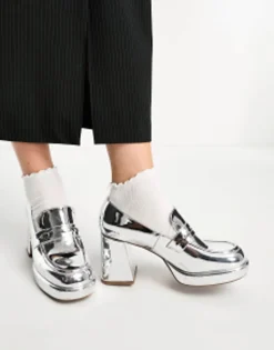 Loafers*DESIGN Portland Platform Loafers In Silver