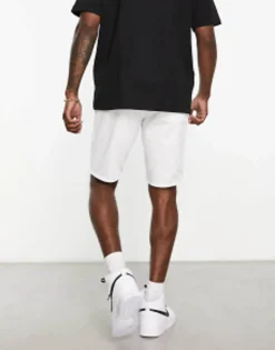 Shorts*DESIGN Pull On Regular Length Denim Cargo Shorts In White