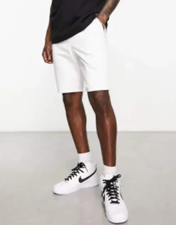 Shorts*DESIGN Pull On Regular Length Denim Cargo Shorts In White