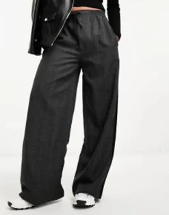 Trousers & Leggings*DESIGN Pull On Trouser With Contrast Panel In Grey Check