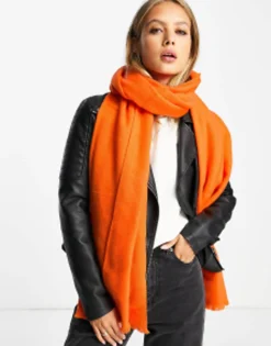 Scarves*DESIGN Raw Edge Scarf In Bright Orange