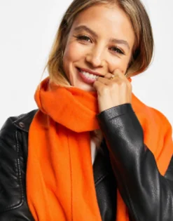 Scarves*DESIGN Raw Edge Scarf In Bright Orange