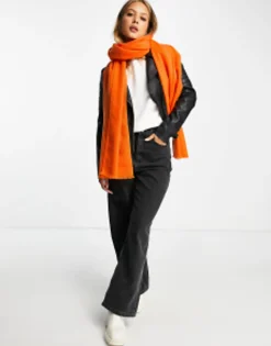 Scarves*DESIGN Raw Edge Scarf In Bright Orange