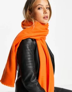 Scarves*DESIGN Raw Edge Scarf In Bright Orange
