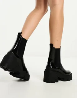 Chelsea Boots*DESIGN Reality Chunky Mid-Heeled Chelsea Boots In Black