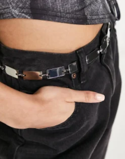Belts*DESIGN Rectangle Chain Link Belt In Silver