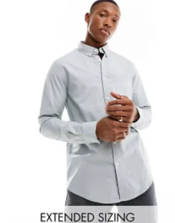 Tall*DESIGN Regular Fit Oxford Shirt In Light Sage Green