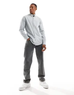 Tall*DESIGN Regular Fit Oxford Shirt In Light Sage Green