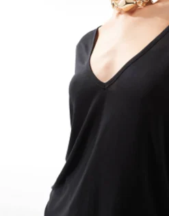 Multipacks*DESIGN Relaxed V Neck T-Shirt In 2 Pack In Black And White Black & White