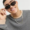 Sunglasses*DESIGN Retro Frame Square Sunglasses With Smoke Lens In Black