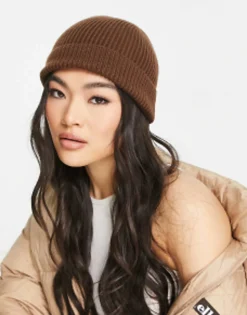Hats*DESIGN Rib Beanie In Chocolate
