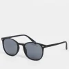 Sunglasses*DESIGN Round Sunglasses In Matte With Smoke Lens Black