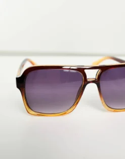 Sunglasses*DESIGN 70'S Aviator Sunglasses In Brown Ombre With Purple Lens Pink