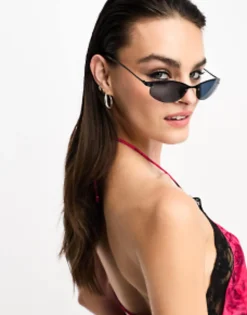 Sunglasses*DESIGN 90S Metal Oval Sunglasses In Black