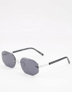 Sunglasses*DESIGN 90S Retro Rimless Sunglasses In Black