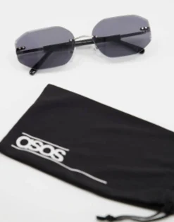 Sunglasses*DESIGN 90S Retro Rimless Sunglasses In Black