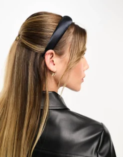 Hair Accessories*DESIGN Satin Lightly Padded Headband In Black