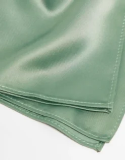 Ties*DESIGN Satin Slim Tie And Pocket Square In Sage Green Light Green
